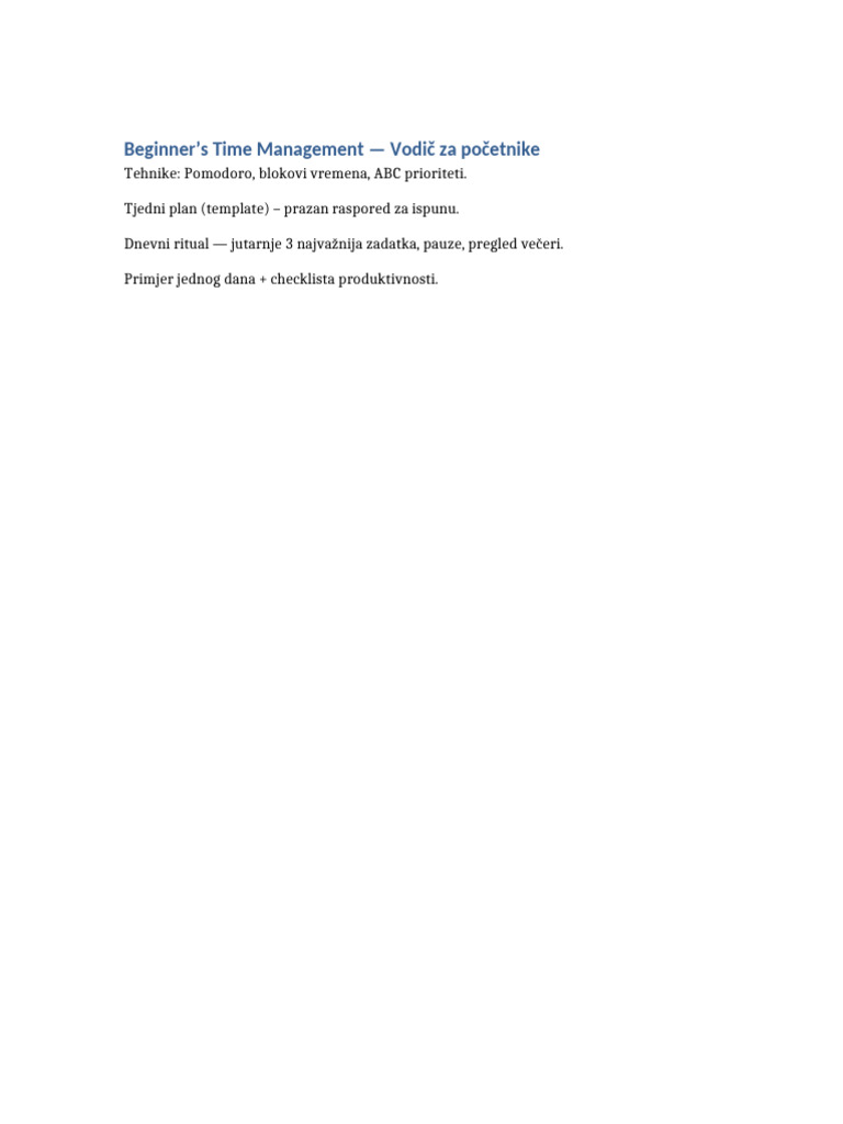 Beginner Time Management Guide v1 | PDF