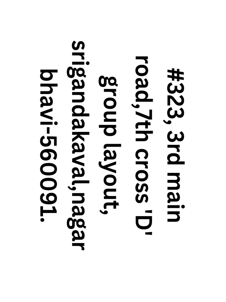 #323, 3rd Main Road, 7th Cross 'D' Group Layout, Srigandakaval ...