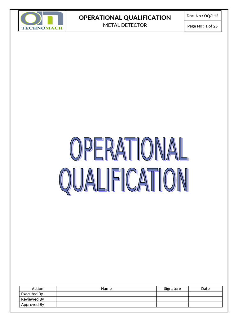Metal Detector Operational Qualification Guide | PDF | Verification And ...