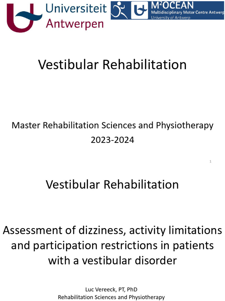 Vestibular Rehabilitation Assessment Guide | PDF | Vertigo | Vestibular ...