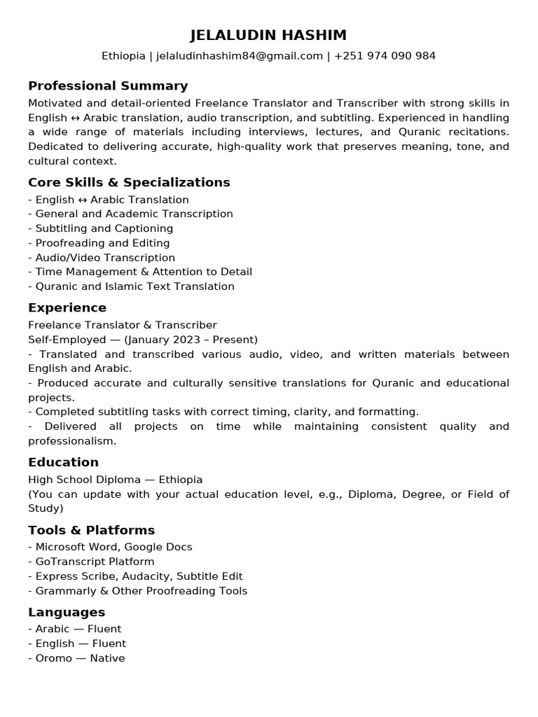 Jelaludin Hashim CV-2 | PDF