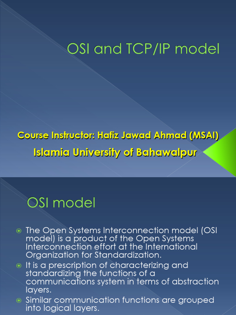 Operating System OSI Model Course Instructor Hafiz Jawad Ahmad (MSAI ...