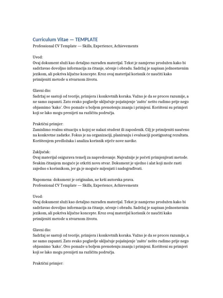 CV Template Easy Edit Professional | PDF