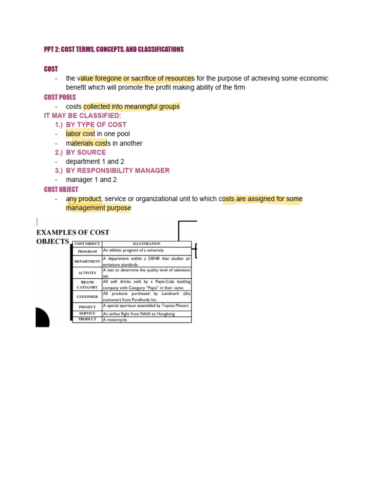 Cost Concepts and Classifications Guide | PDF | Inventory | Cost Of ...
