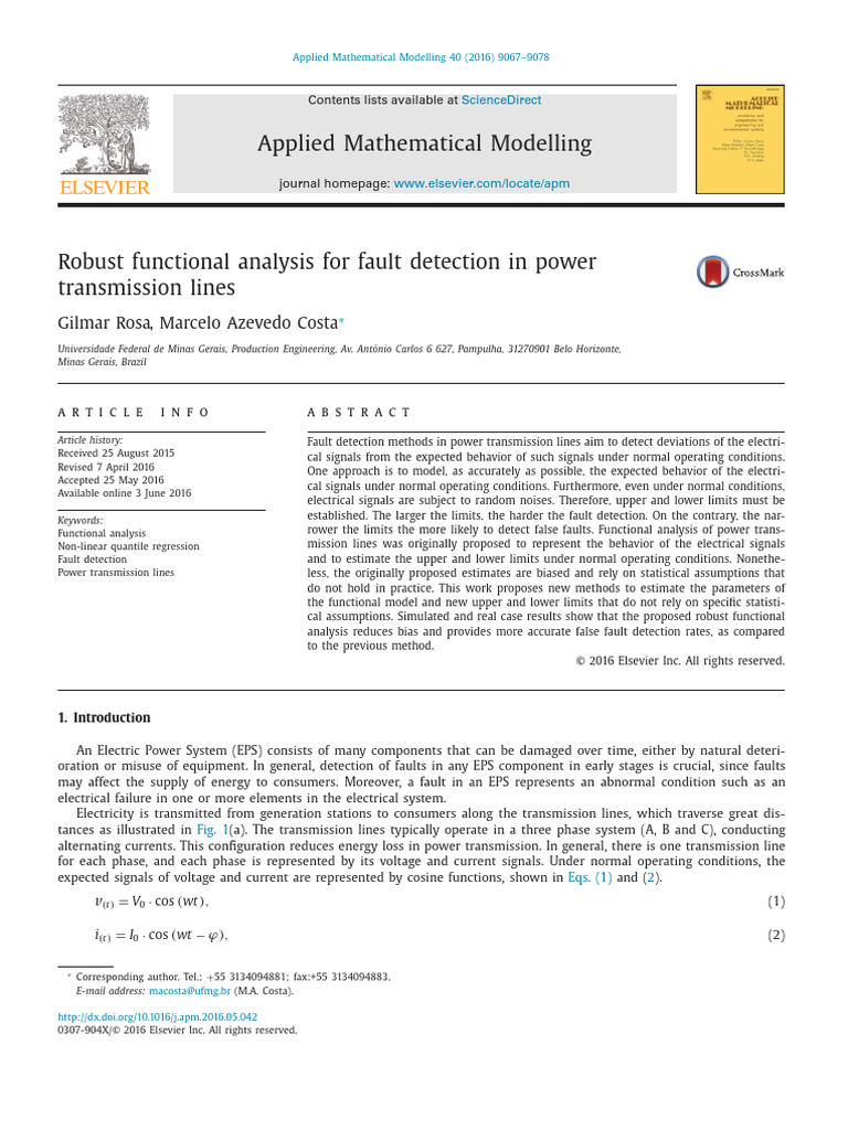 Robust Functional Analysis For Fault Detection in Power | PDF ...