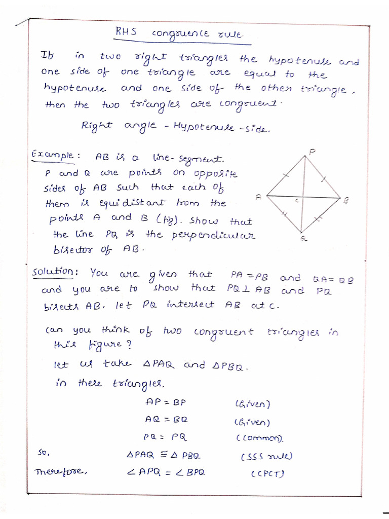 ASA and RHS Congruence Rule | PDF