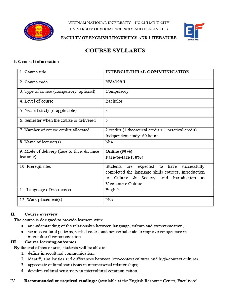 IC Syllabus 11.2025.Docx | PDF | Communication | Human Communication