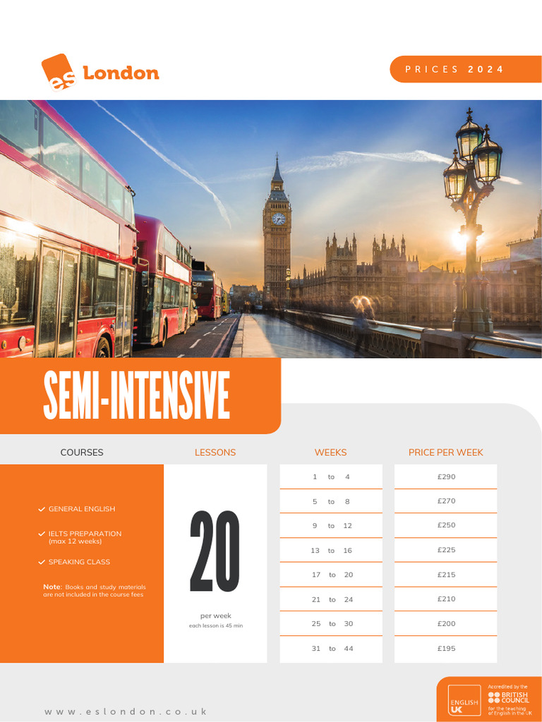 2024 ESL Course and Accommodation Prices | PDF | Fee | Meal
