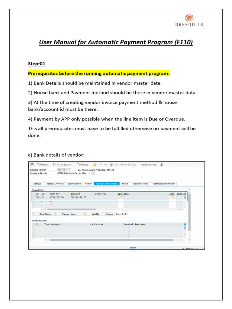 User Manual for F110 Payment Program | PDF | Invoice | Computing