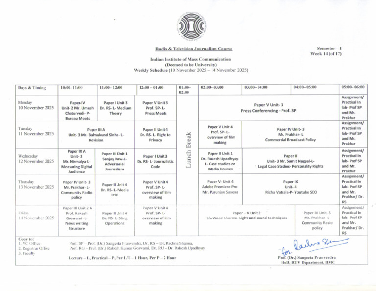 RTV Schedule Week 14 | PDF