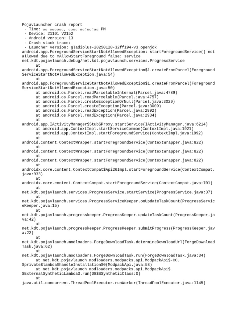 PojavLauncher Foreground Service Error | PDF | Java (Programming ...