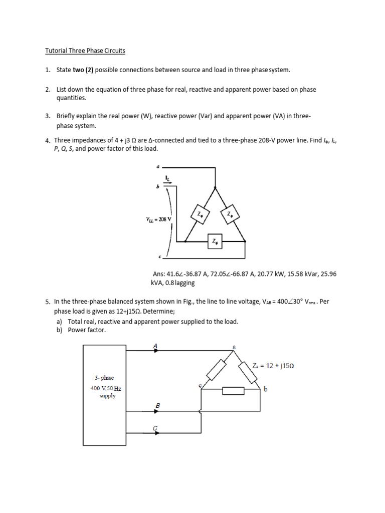 Three-Phase Circuit Analysis Guide | PDF | Ac Power | Power (Physics)