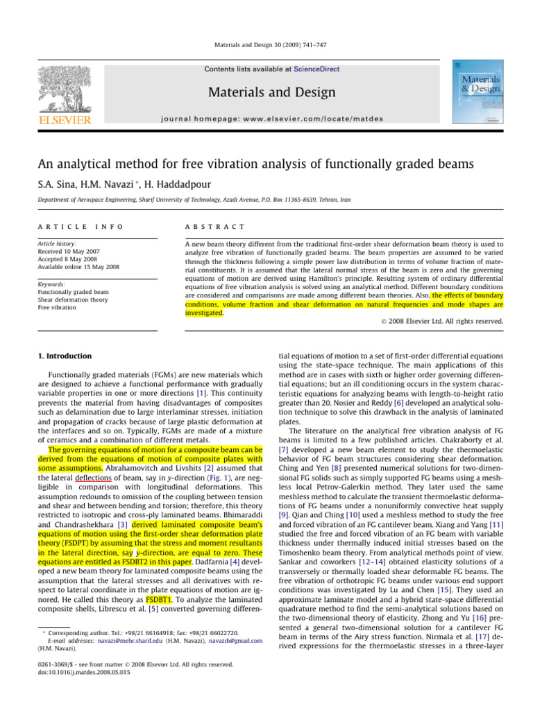 Free Vibration of Functionally Graded Beams | PDF | Beam (Structure ...