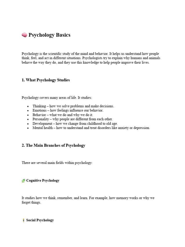 Understanding Psychology Basics | PDF | Psychology | Mind