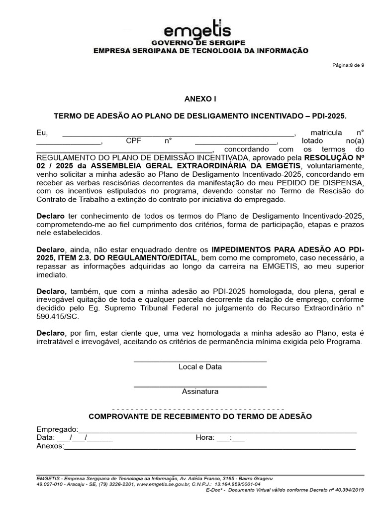 Termo de Adesão ao PDI-2025 | PDF