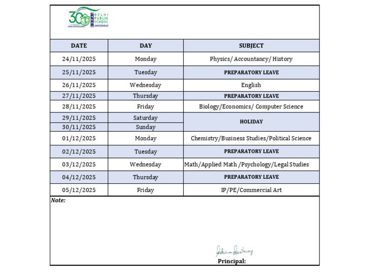 Class XII Pre-Board Exam Schedule 2025 | PDF