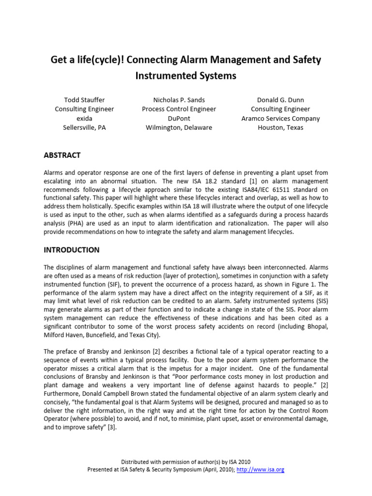 Integrating Alarm Management and Safety | PDF | Safety | Systems ...
