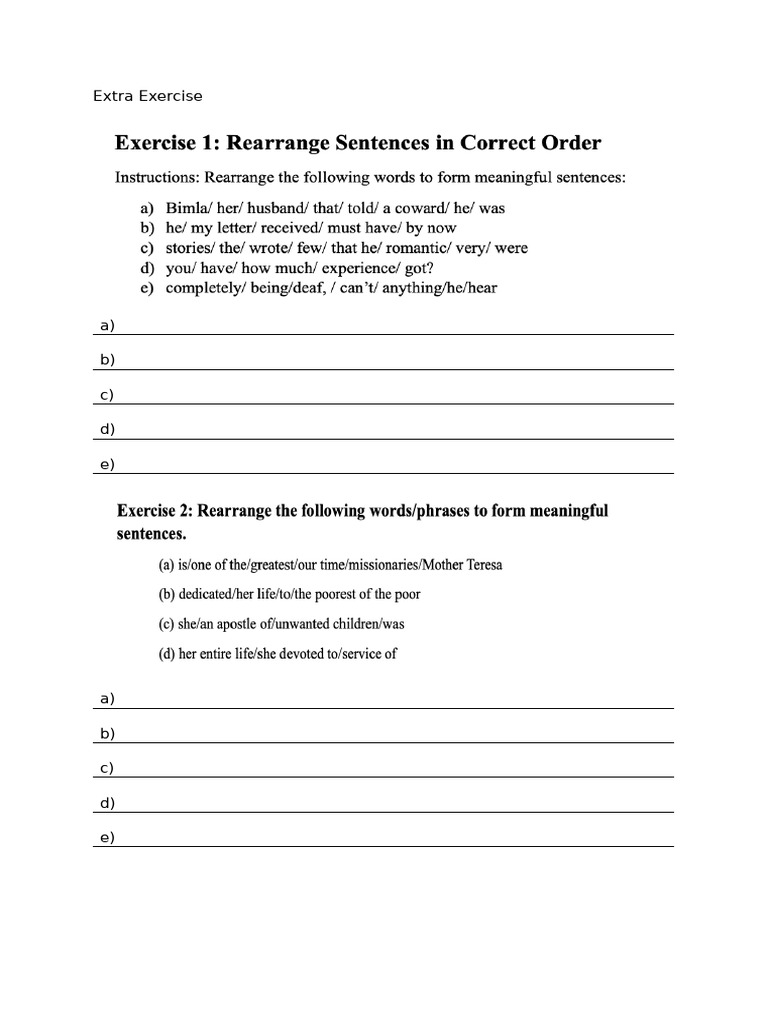 Extra Exercise Hanson | PDF