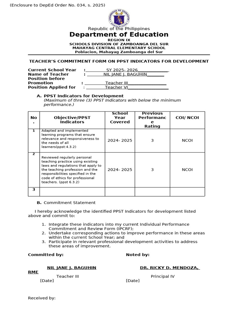 Teacher Reclassification Commitment Form | PDF | Chess Theory | Chess