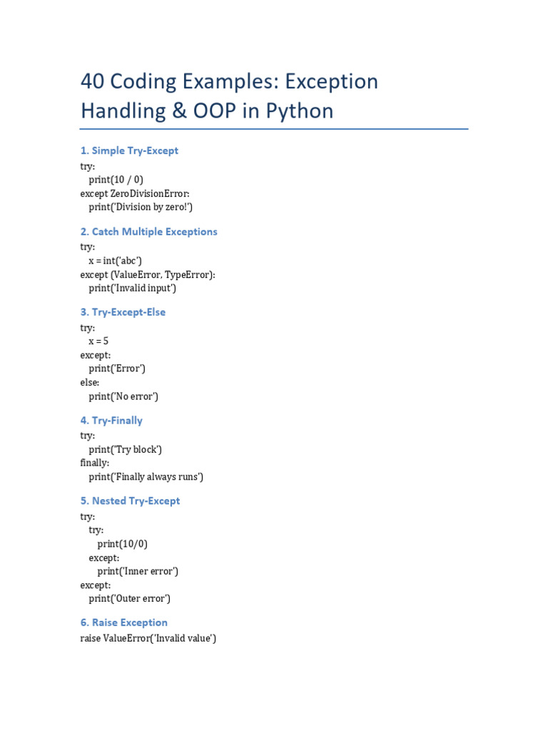 Python OOP & Exception Handling Examples | PDF | Method (Computer ...