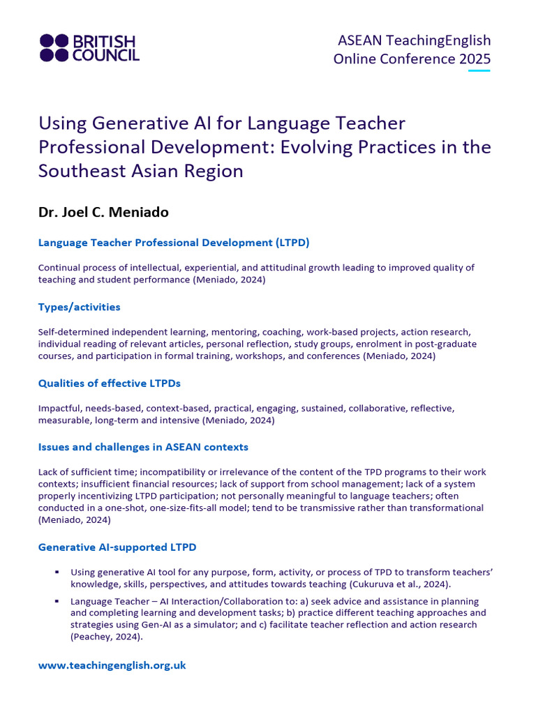 AI in ASEAN Language Teacher Development | PDF | Artificial ...