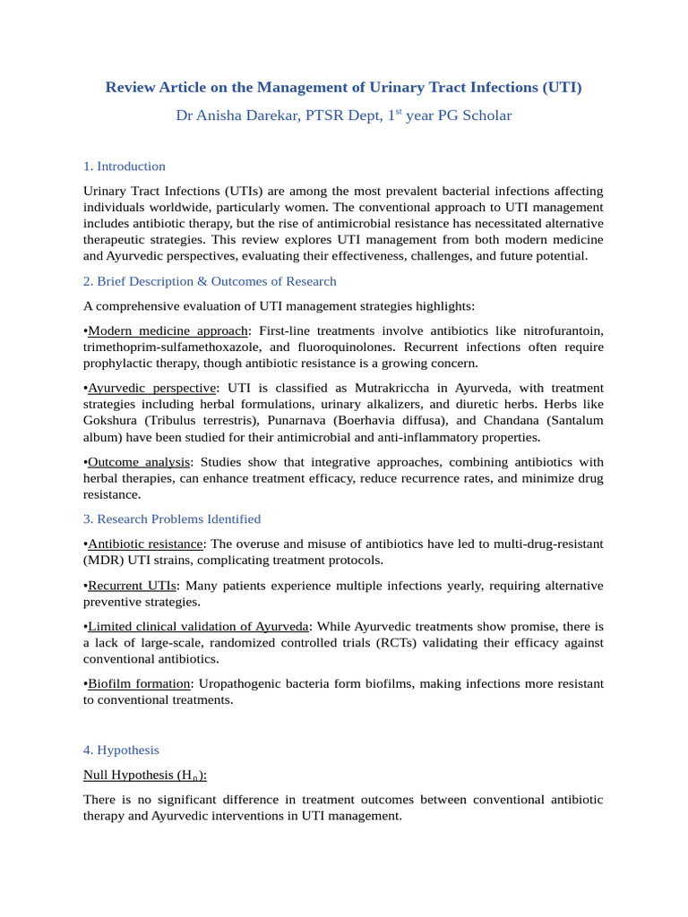 Review Article On The Management of Urinary Tract Infections | PDF ...