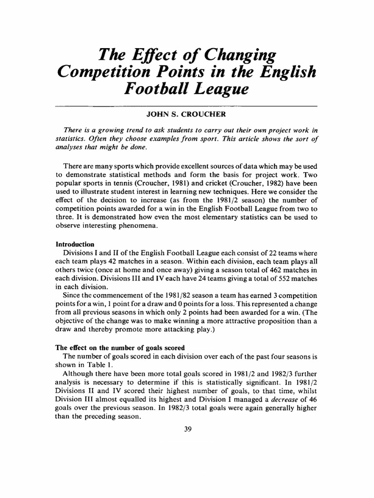 The Effect of Changing Competition Point | PDF | Statistics