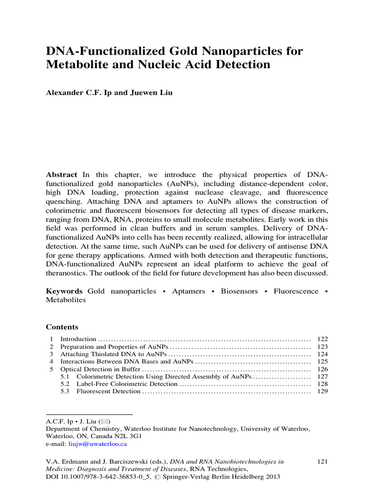 DNA-Gold Nanoparticles for Biosensing | PDF | Proteins | Polymerase ...