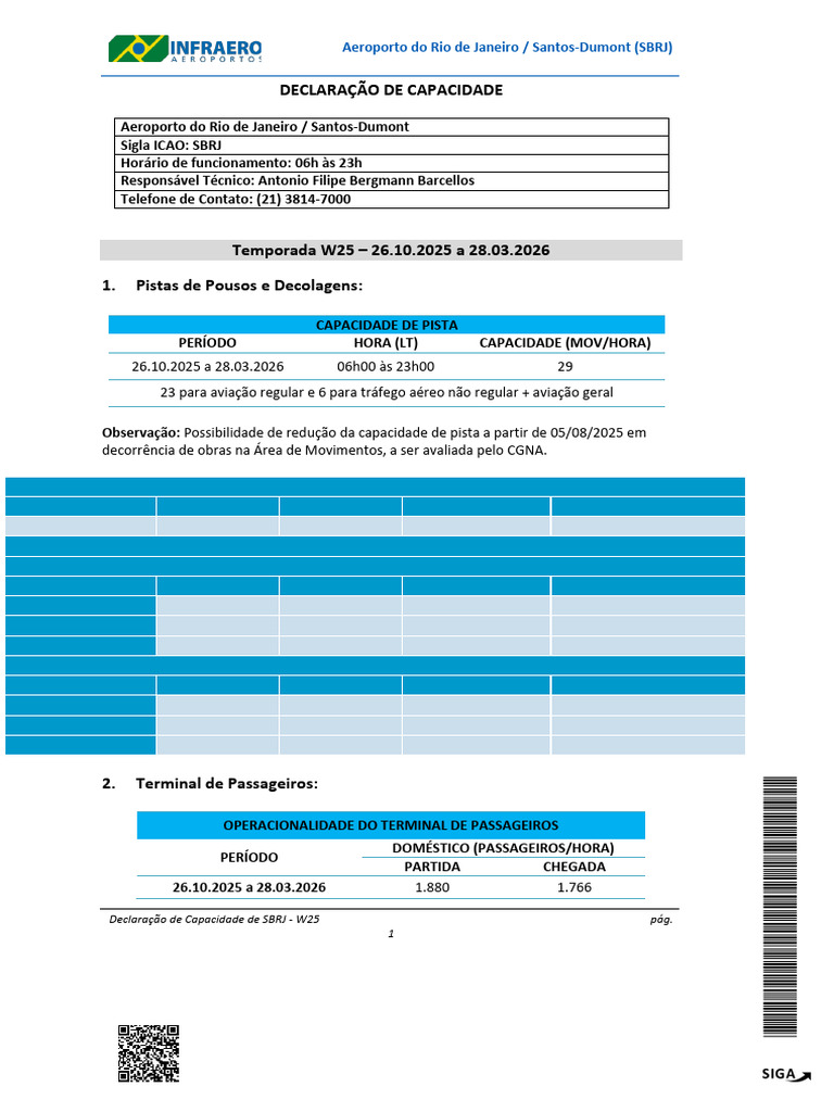 Capacidade Operacional do SBRJ - W25 | PDF | Aeroporto | Aviação