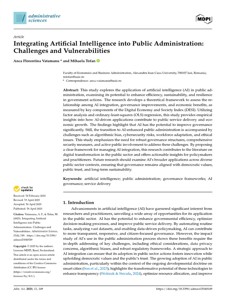 AI in Public Administration: Challenges & Solutions | PDF | Governance ...