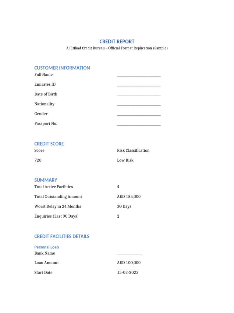 Sample Credit Report Format | PDF | Credit | Finance & Money Management