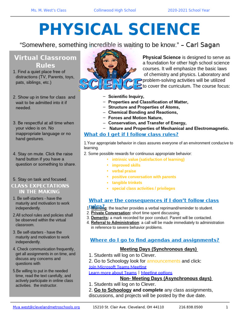 Physical Science Syllabus Overview | PDF | Chemistry | Science