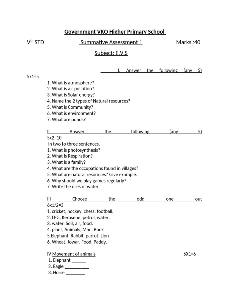 EVS Paper (1) | PDF | Water | Plants