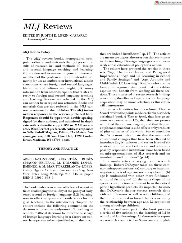 Age Impact on Second Language Learning | PDF | Multilingualism | Second ...