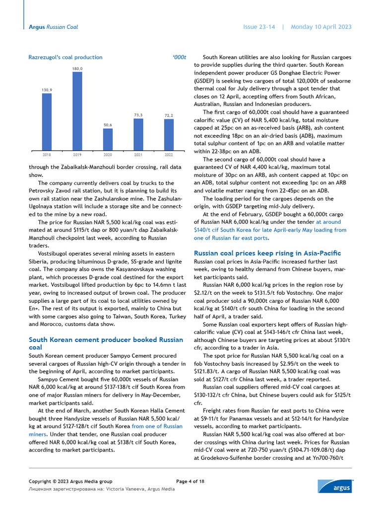 Argus Russian Coal (2023-04-10) (2)-4 | PDF | Coal | Fossil Fuels