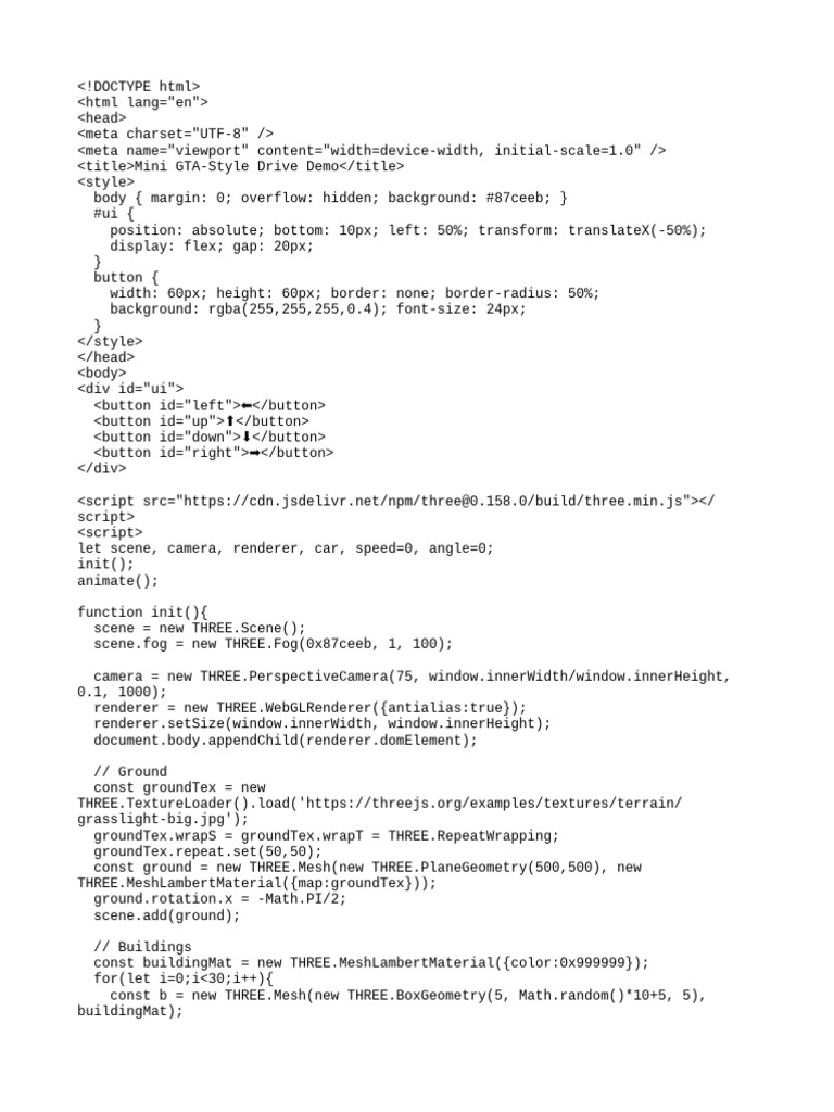 Mini GTA-Style Driving Simulation | PDF