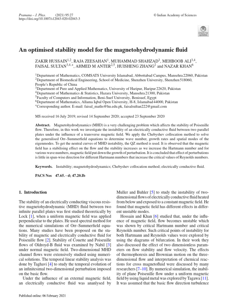 MHD Fluid Stability Analysis Model | PDF | Fluid Dynamics ...