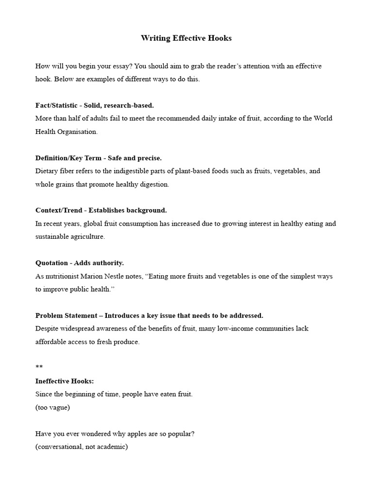 Crafting Engaging Essay Hooks | PDF
