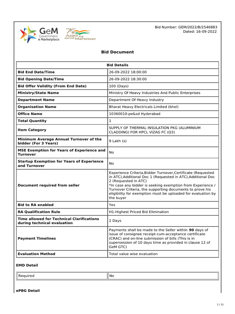 Thermal Insulation Supply Bid Details | PDF | Auction | Invoice
