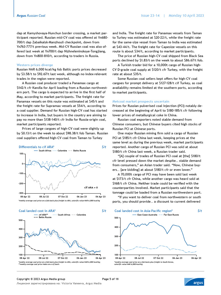 Argus Russian Coal (2023-04-10) (2) - 5 | PDF | Freight Transport