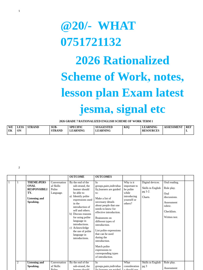 Grade 7 English Scheme of Work Term 1 | PDF | Narrative | Grammatical ...