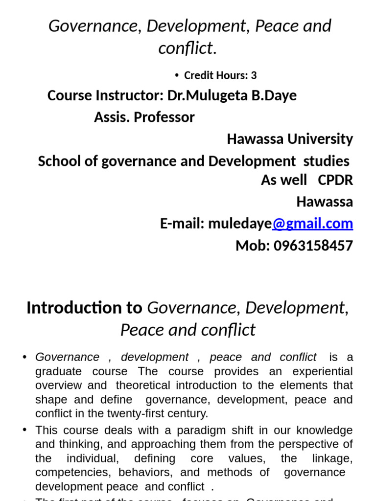 Governance, Development, Peace Course | PDF | Governance | Concept