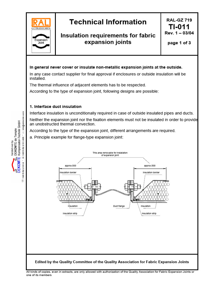 Insulation Guidelines for Fabric Joints | PDF | Thermal Insulation ...