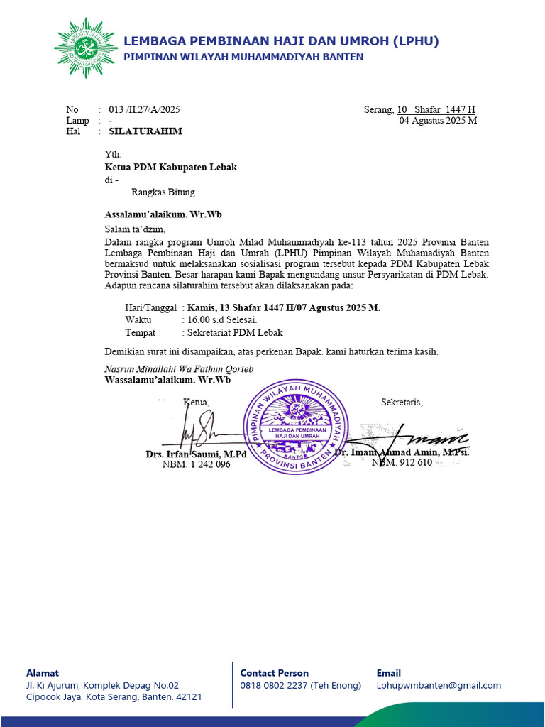 Silaturahim PDM Lebak | PDF