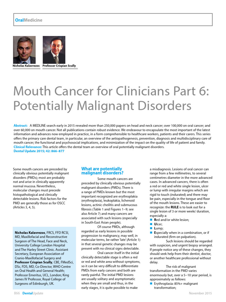 Oral Potentially Malignant Lesions | PDF | Cancer | Medical Specialties