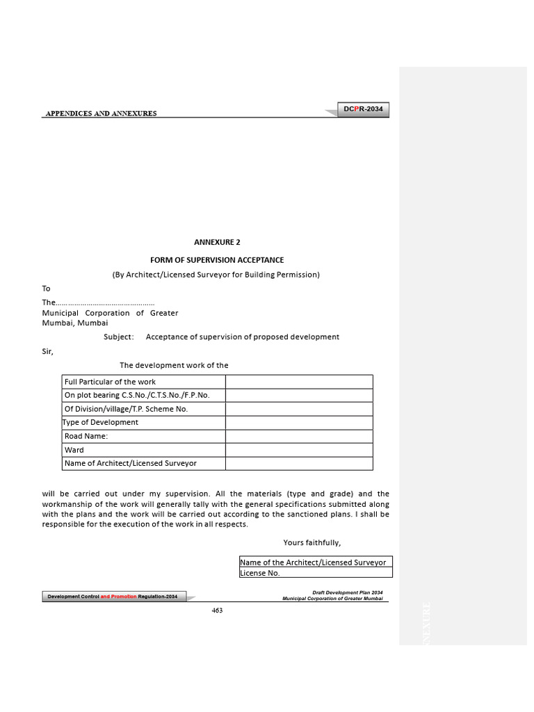 DCPR-2034 Supervision Acceptance Form | PDF