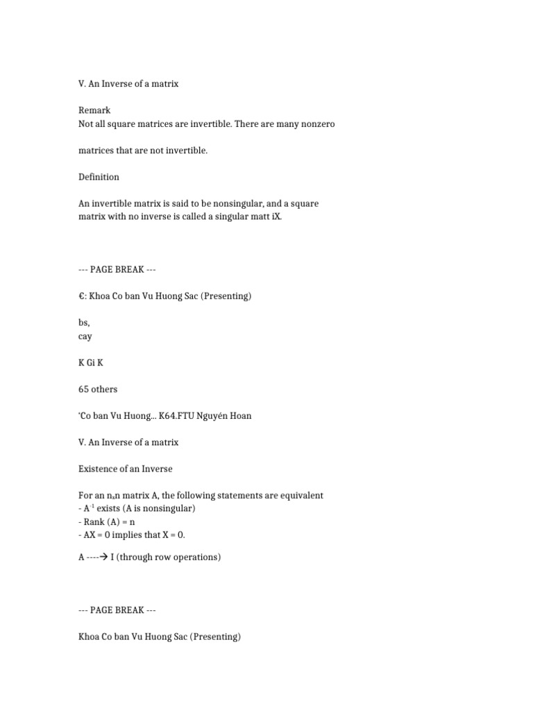 Understanding Matrix Inverses and Properties | PDF