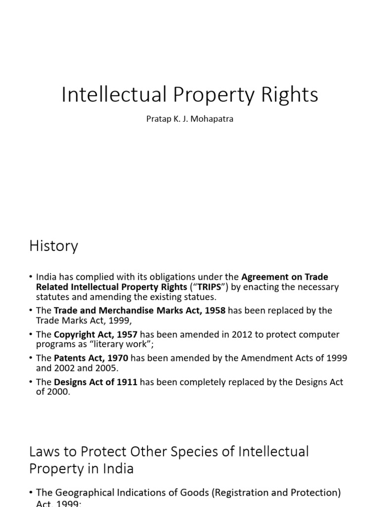 Overview of Intellectual Property Rights in India | PDF | Patent ...