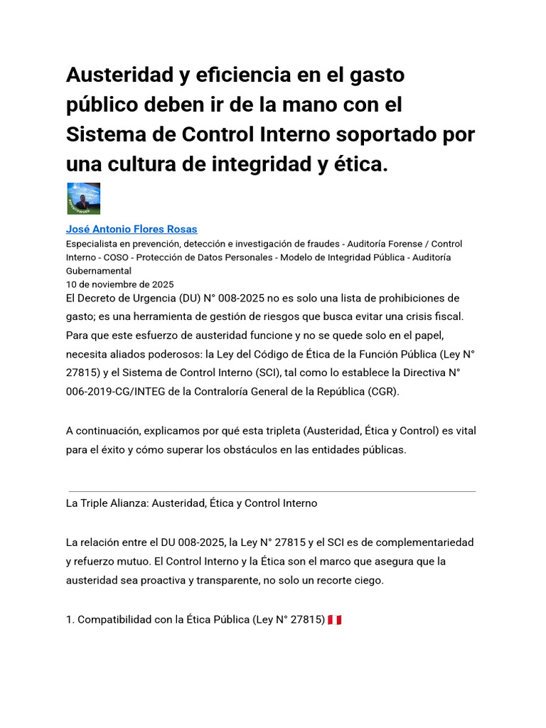 Austeridad y Eficiencia en El Gasto Público Deben Ir de La Mano Con El ...
