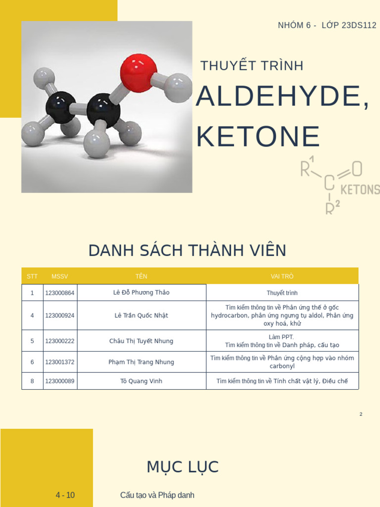 HHC - Nhóm 6 - 23DS112 - Aldehyde Ketone | PDF